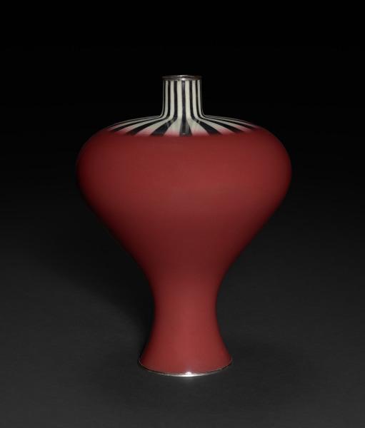Vase with Radiating Black and White Stripes