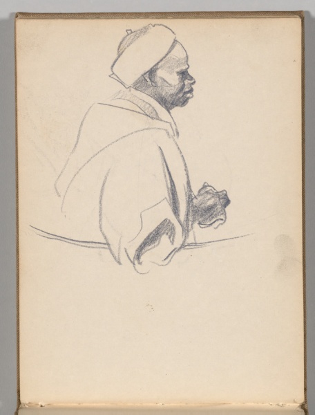 Sketchbook, Spain: Page 5, Study of a Man Wearing a White Cap and Robe