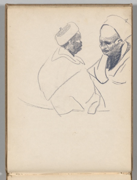 Sketchbook, Spain: Page 4, Study of Two Men Wearing White Caps and Robes