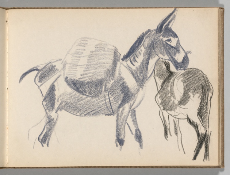 Sketchbook, Spain: Page 25: Donkeys, c. 1922