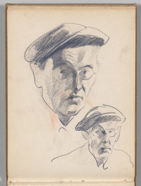 Sketchbook, Spain: Page 16, Studies of a Man's Head with a Cap