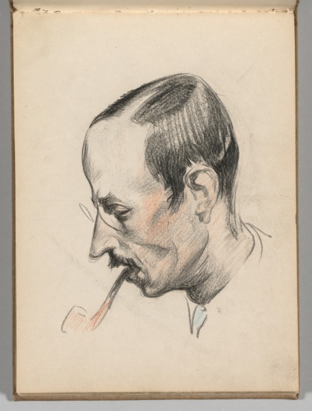 Sketchbook, Spain: Page 9, Head of a Man with a a Pipe