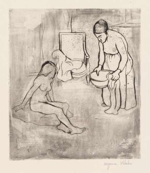 Grandmother with Louise, Nude Seated on the Floor (Grand-Mère et Louise Nue Assise par Terre)