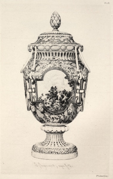 History of the Ceramic Art: A Descriptive and Philosophical Study of the Pottery of All Ages and All Nations: France: Sèvres- Soft Porcelain- Vase, Commemorative of the Battle of Fontenoy (Plate XI)