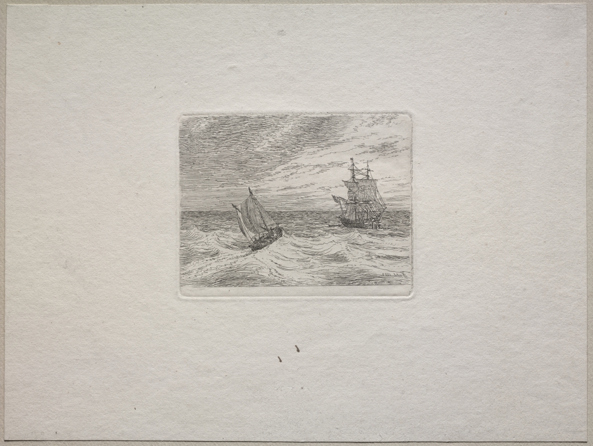 Rough Seas with a Two-master and Sailboat