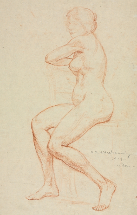 Nude Woman Seated, Abel George Warshawsky, 1919