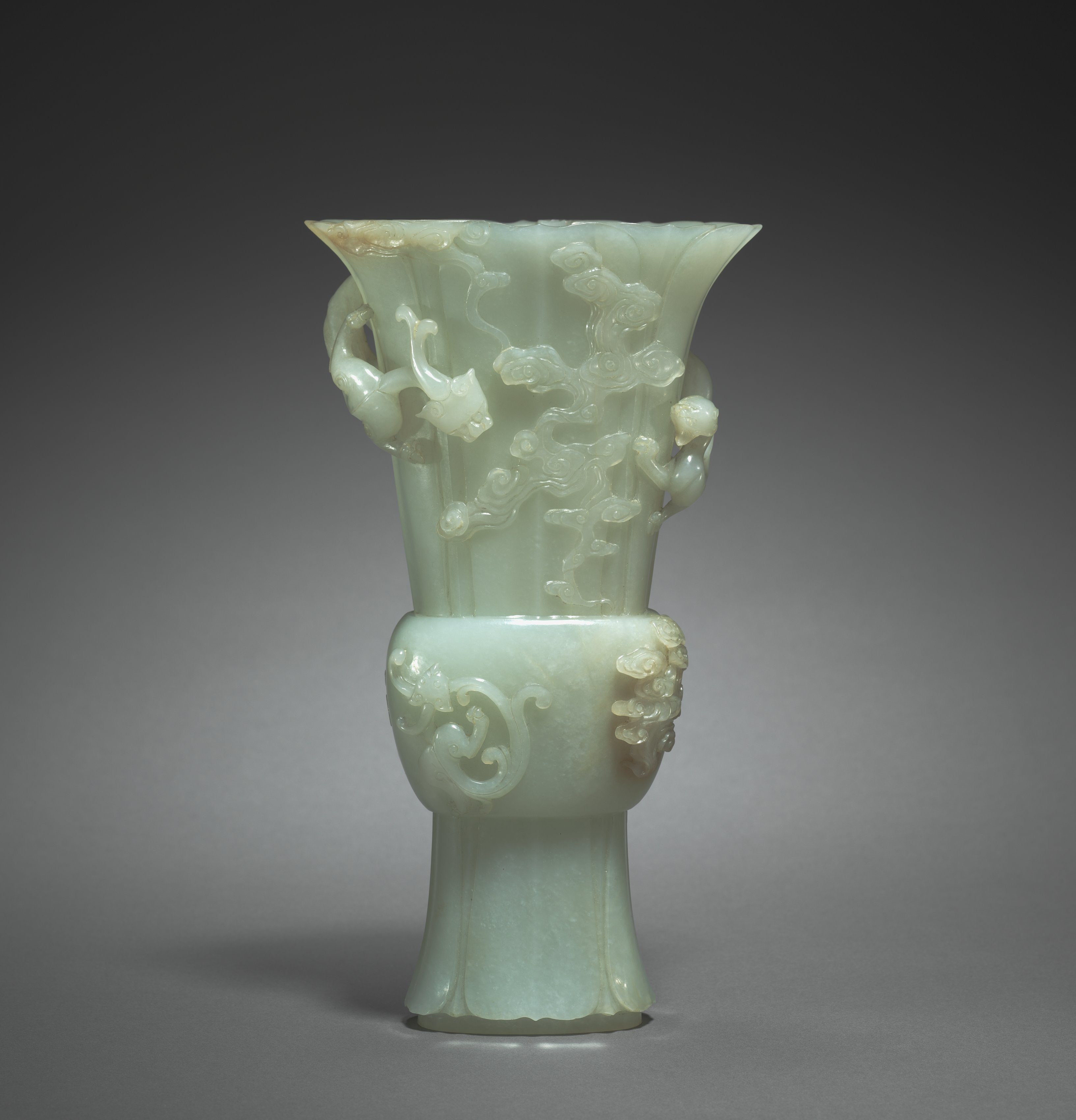 Vase in Form of Archaic Zun with Dragons in Relief