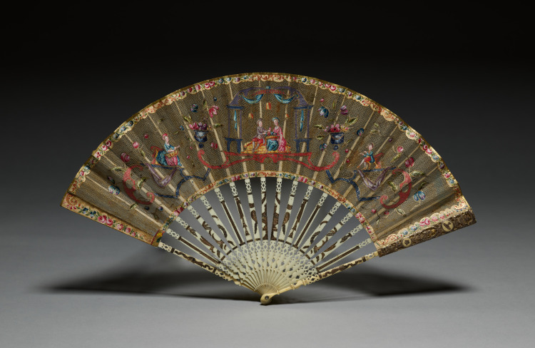Folding Fan: Figures and Ornaments in Applique