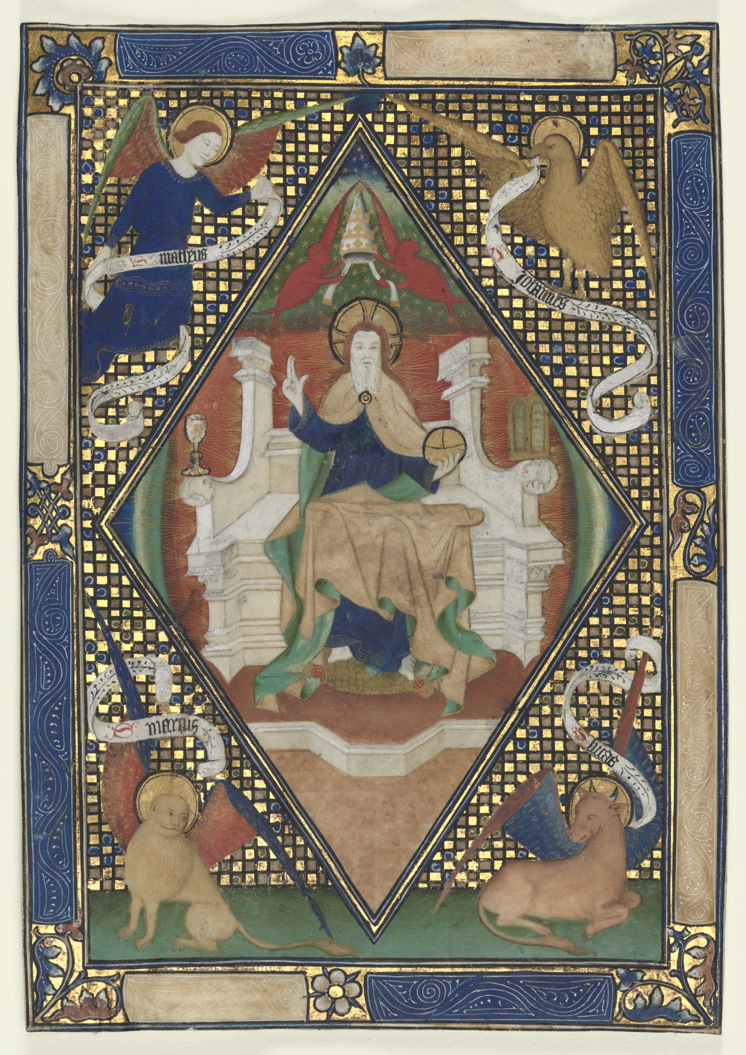 Canon Page from a Missal: Christ in Majesty with Evangelists