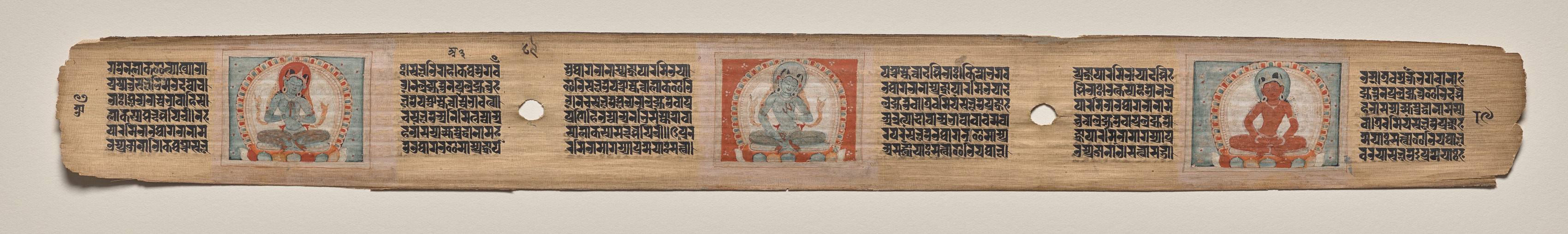 Three female figures, folio 89 (verso), from a Manuscript of the Perfection of Wisdom in Eight Thousand Lines (Ashtasahasrika Prajnaparamita-sutra)