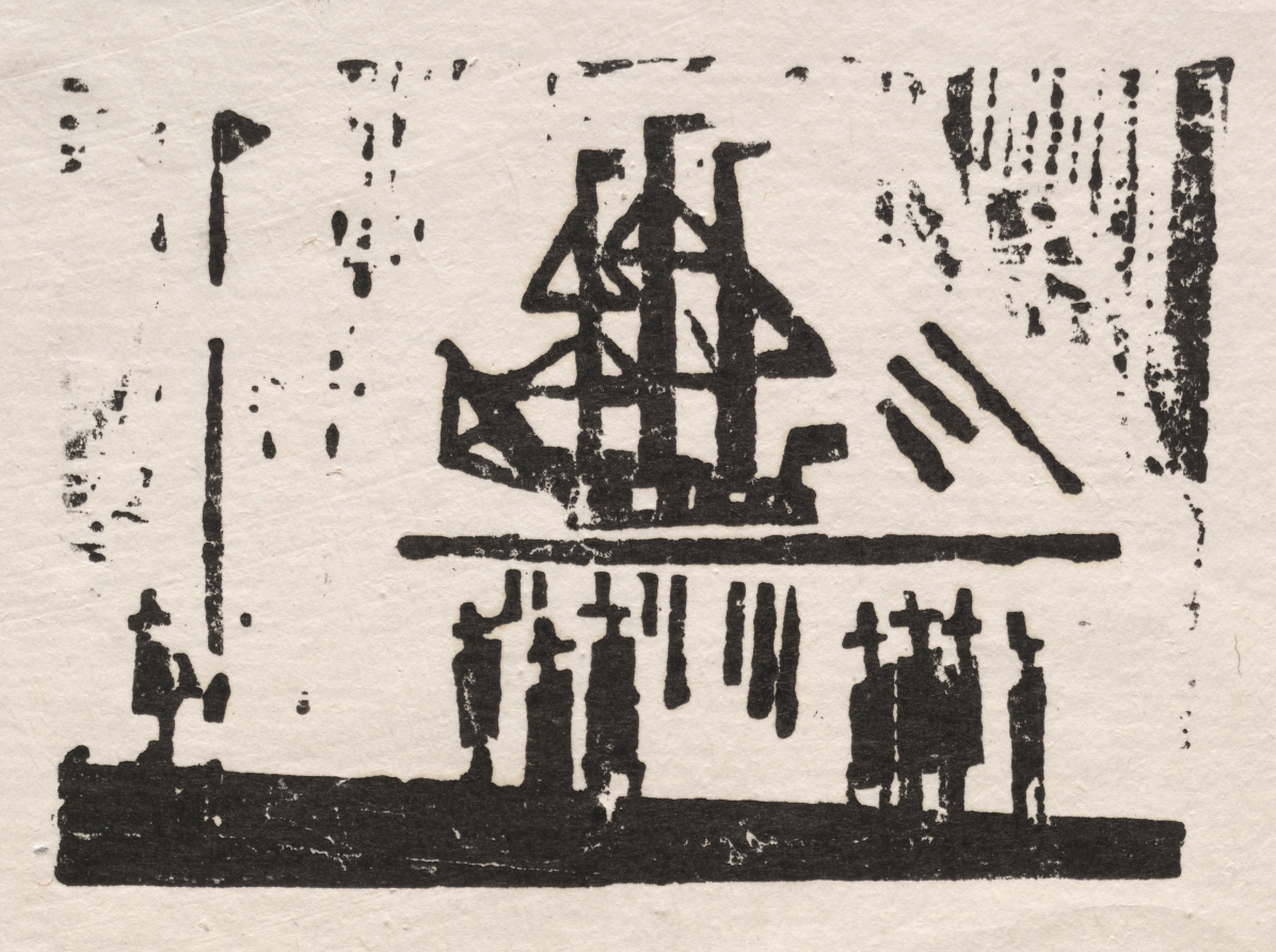 Three-Master and Eight Men in a Harbor