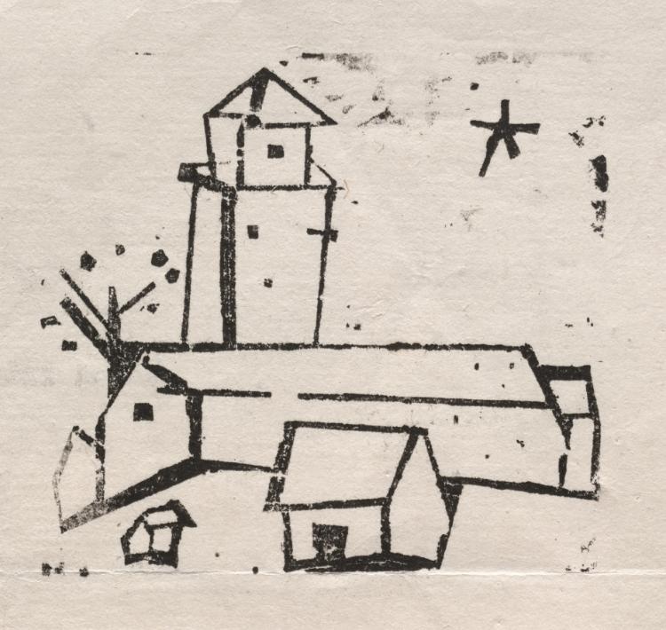 Church with Houses, Tree and Star, Deep