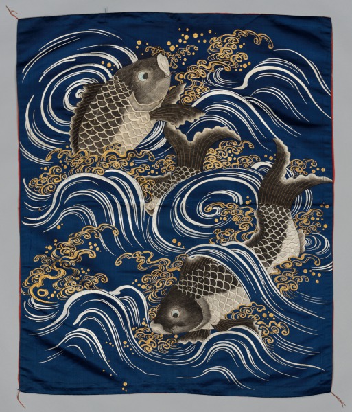 Gift Cover (Fukusa) with Carp in Waves