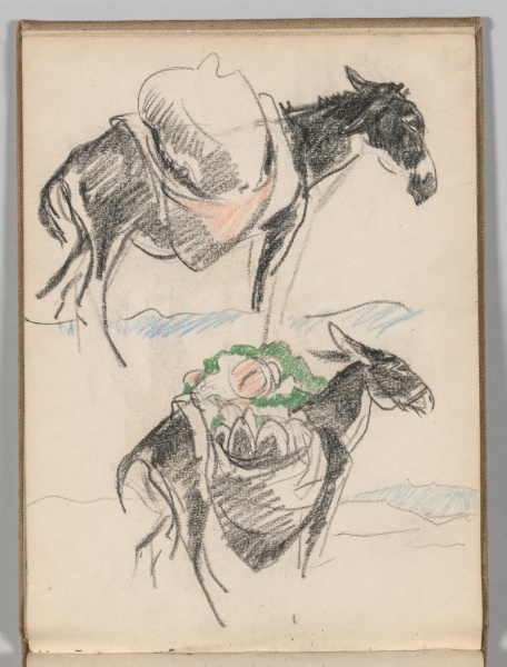 Sketchbook, Spain: Page 79, Studies of Donkeys with Packs