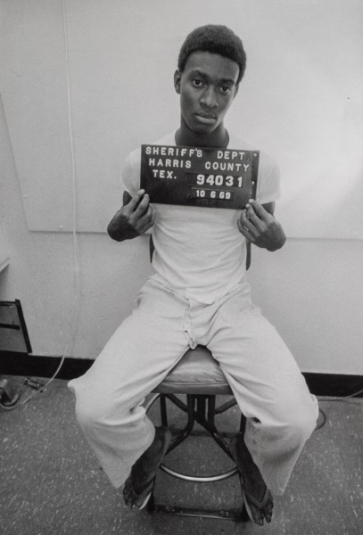 Prisoner Sitting for Mugshot, Houston Prison, Texas
