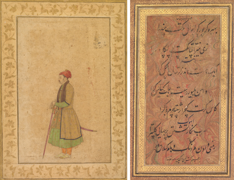 Portrait of Raja Ram Singh of Amber (r. 1667-1688) with a Deccan Sword (recto); Calligraphy (verso)