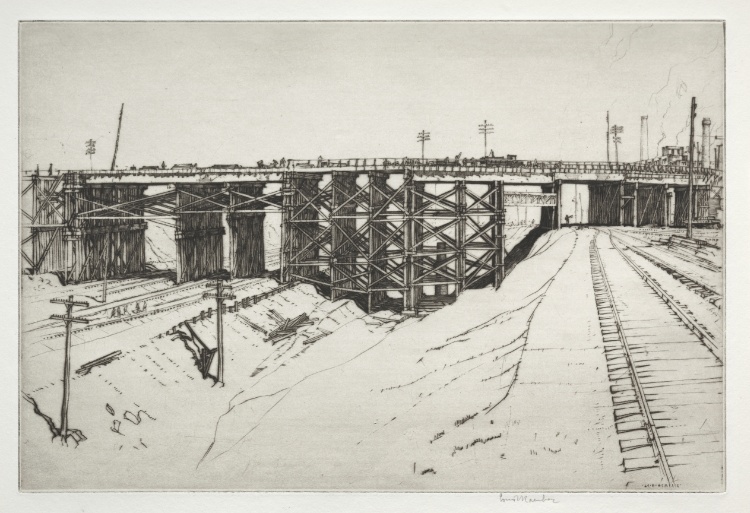 Railroad Construction, Cleveland:  Kinsman Avenue Temporary Bridge, April, 1929