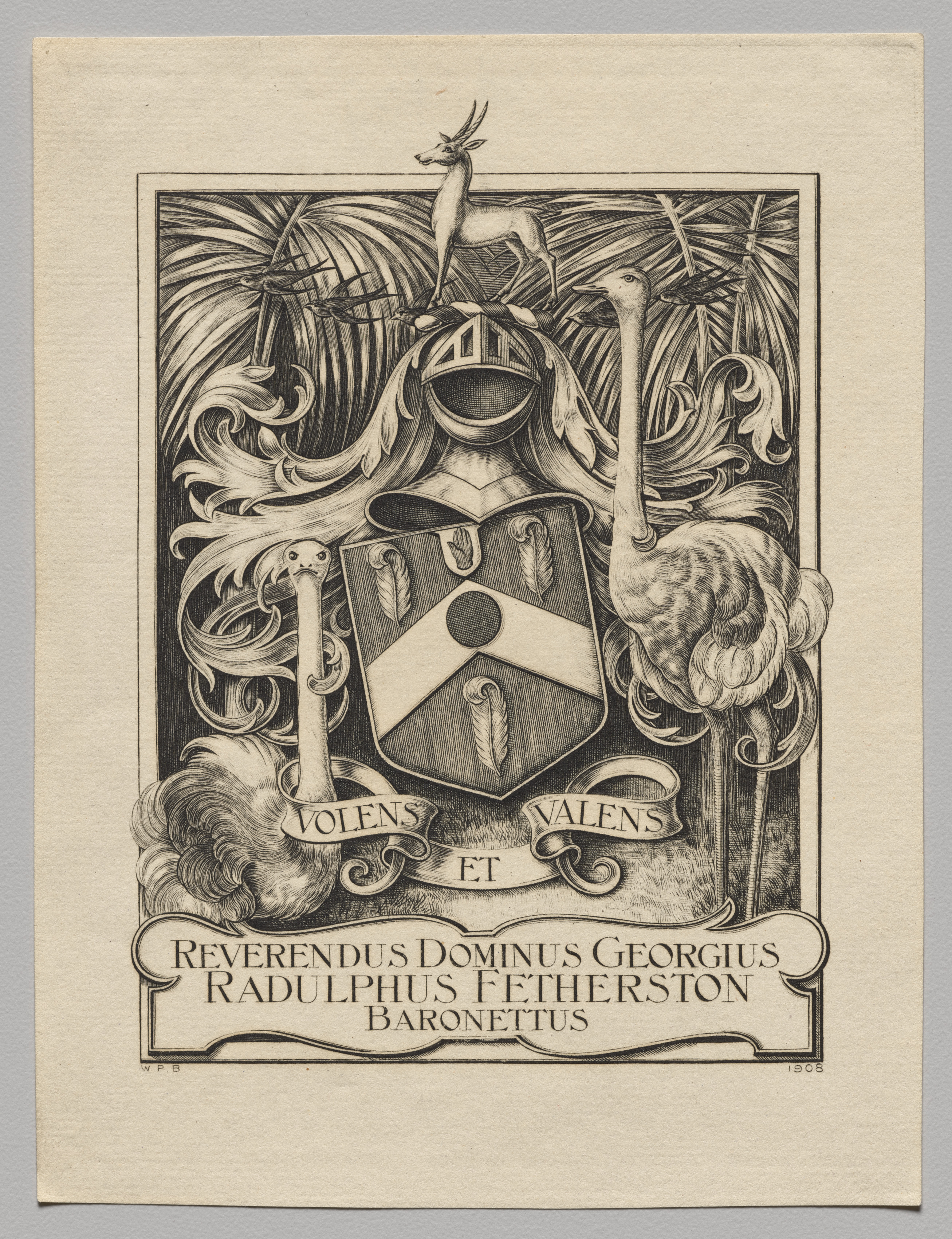 Bookplate: Rev. Georgius Radulphus Fetherston, Bart.