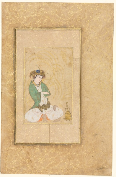 Youth Seated by a Willow; Single Page Illustration
