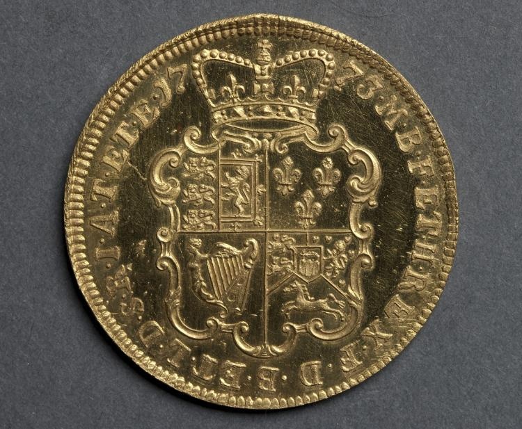 Two Guinea Piece: Ornate Crowned Shield of Arms (reverse)