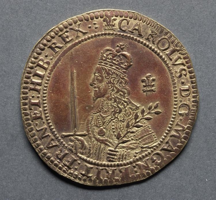 Triple Unite or Three Pound Piece: Charles I (obverse)