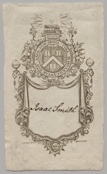 Bookplate:  Coat of Arms with Isaac Smith inscribed