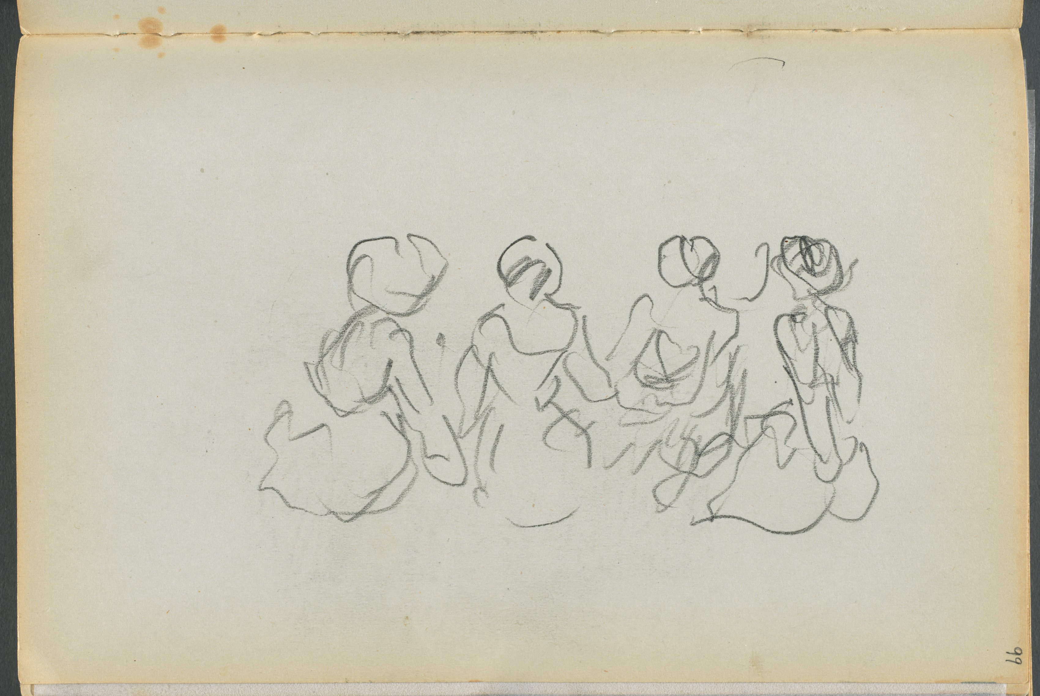 Sketchbook- The Granite Shore Hotel, Rockport, page 099: Seated Female Figures 