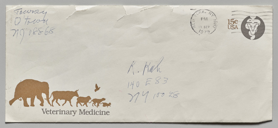 Envelope for Pink Letter with Feather Collage, Lenore Tawney, 1979