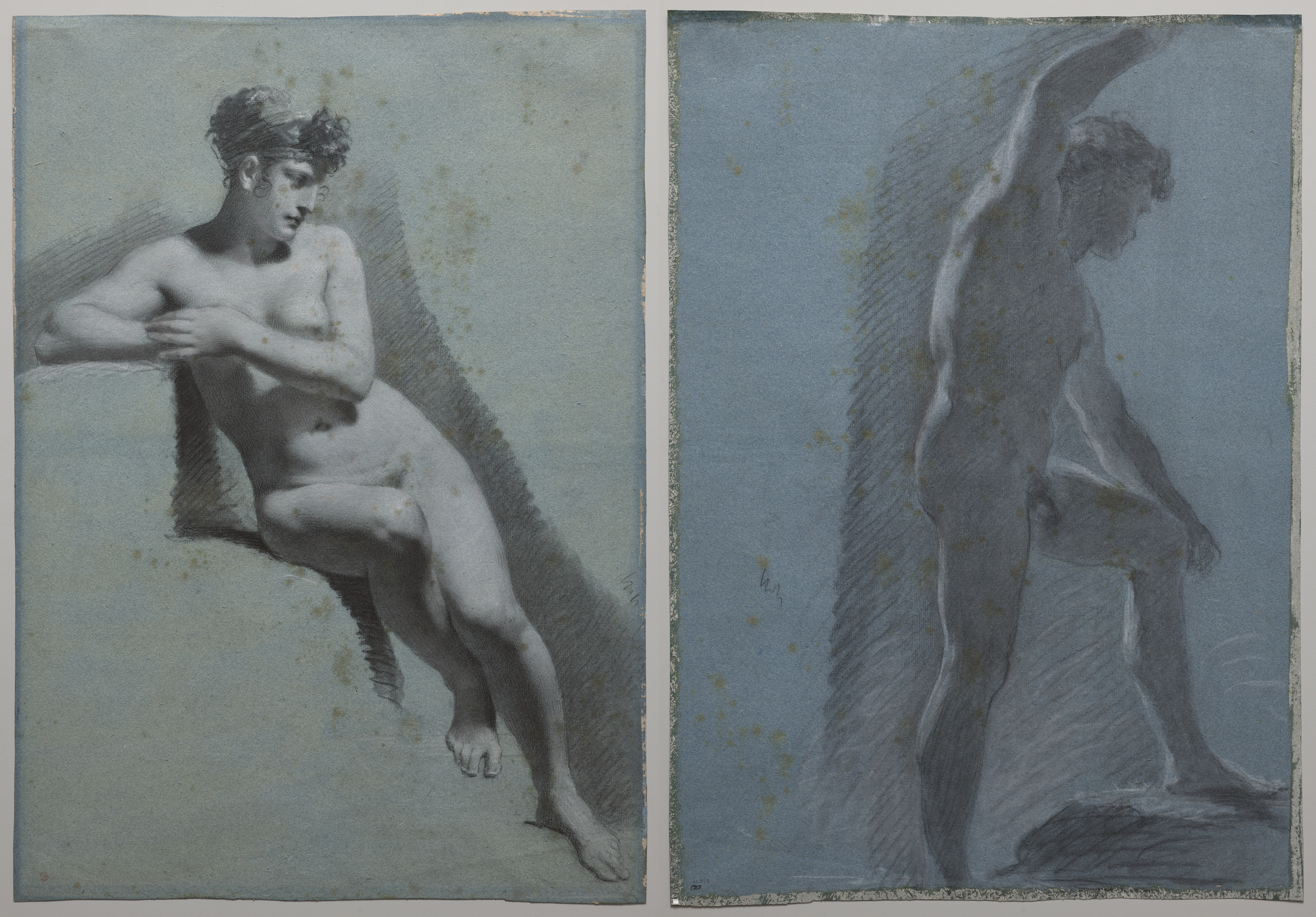 Study of a Nude Woman, Seated Looking to the Right (recto) Study of a Male Nude (verso)
