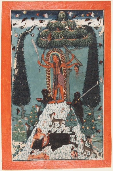 The Goddess Kali Standing on a Mountaintop