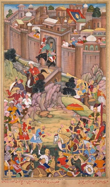 The siege of Arbela in the era of Hulagu Khan, from a Chingiz-nama (Book of Chingiz Khan) of the Jami al-tavarikh (Compendium of Chronicles) of Rashid al-Din (Persian, 1247–1318)