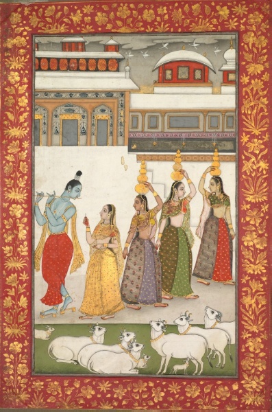 Gujari Ragini (Krishna with Gopis Playing the Flute), from a Ragamala Series