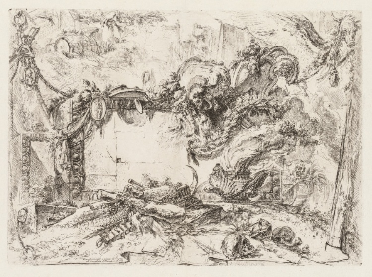 Groteschi:  Ruins with Skulls and a Smoking Vase