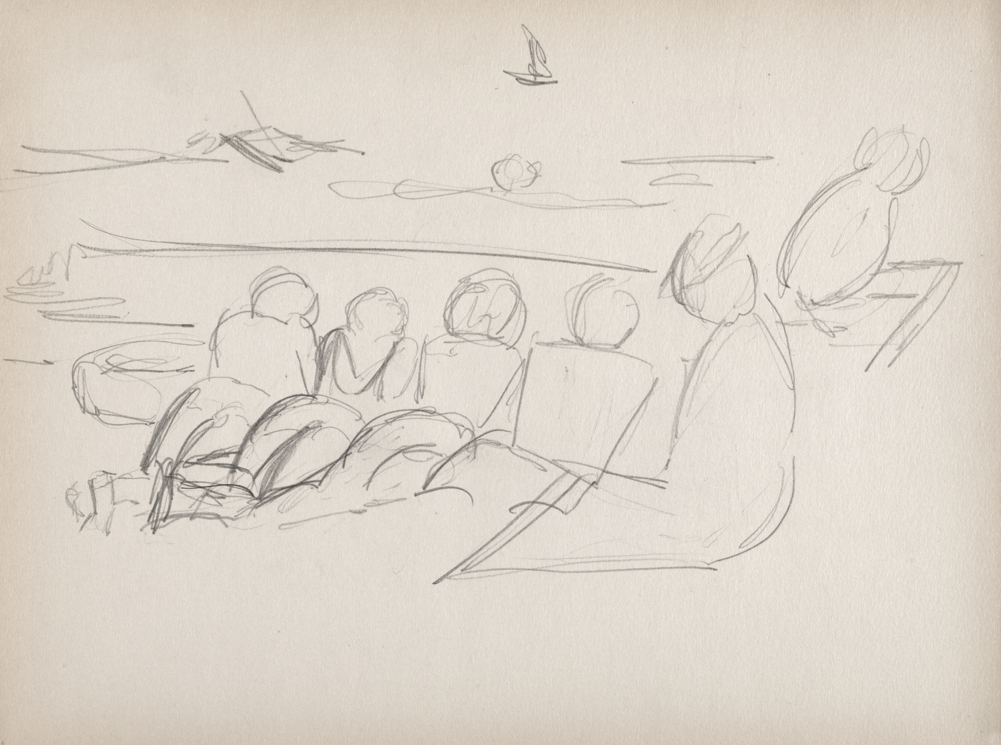 Sketchbook No. 3, page 28: Sunbathing, study for a woodcut