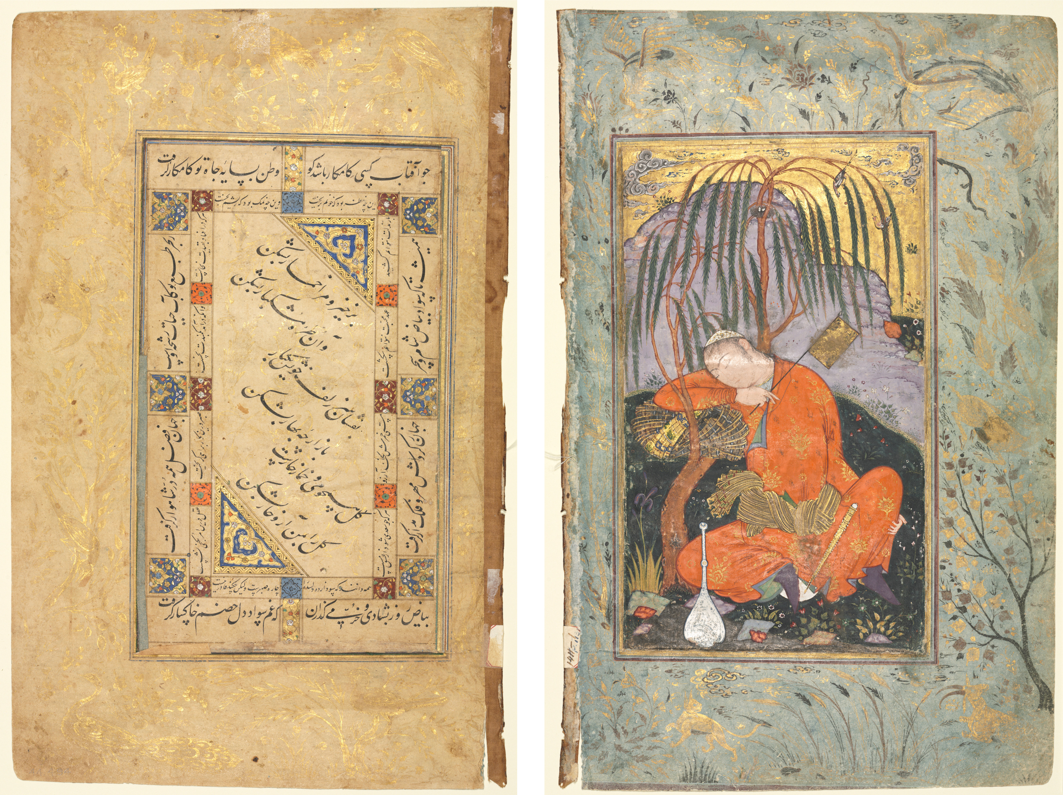 Persian Couplets (recto); Sleeping Youth (verso)