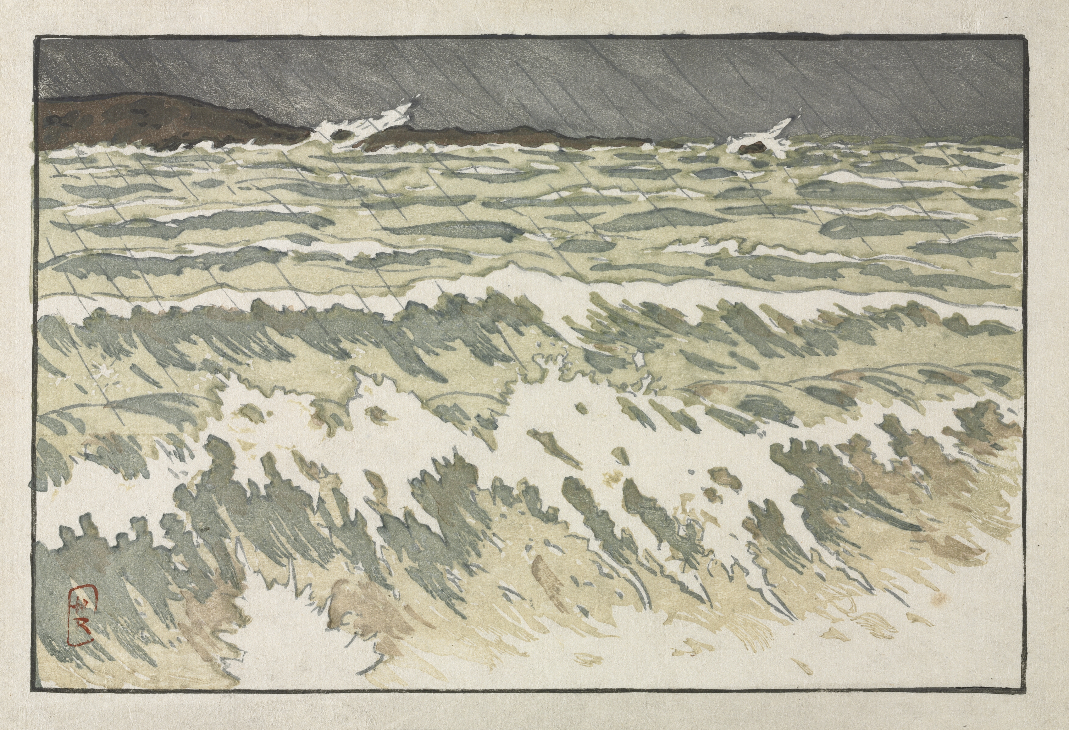 The Sea--Studies of Waves:  Wave in the Rain