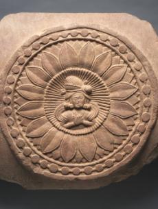 Section of Monolithic Railing with Bather and Lotus Medallions ...