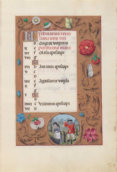 Hours of Queen Isabella the Catholic, Queen of Spain:  Fol. 3r, February