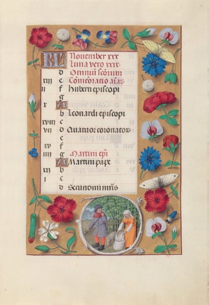 Hours of Queen Isabella the Catholic, Queen of Spain:  Fol. 12r, November