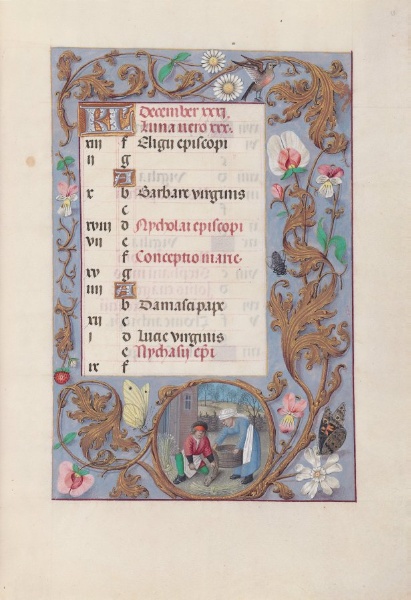Hours of Queen Isabella the Catholic, Queen of Spain:  Fol. 13r, December