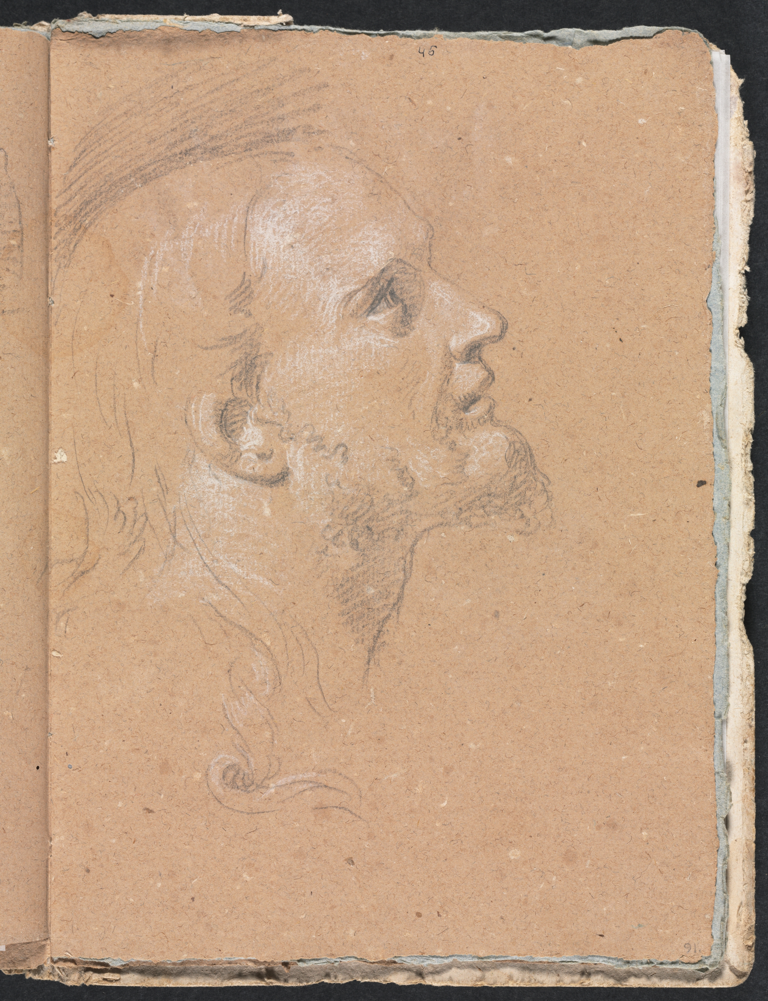 Verona Sketchbook: Male head in profile (page 91) 