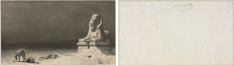 The Rest on the Flight into Egypt (recto); Sketch of a Sphinx [?] (verso)
