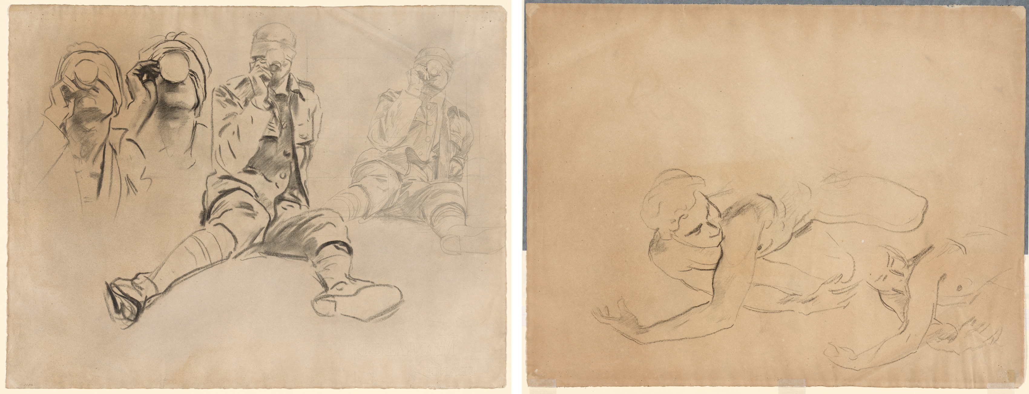 Studies of a Soldier Drinking, for Gassed (recto); Studies of a Male Nude (verso)