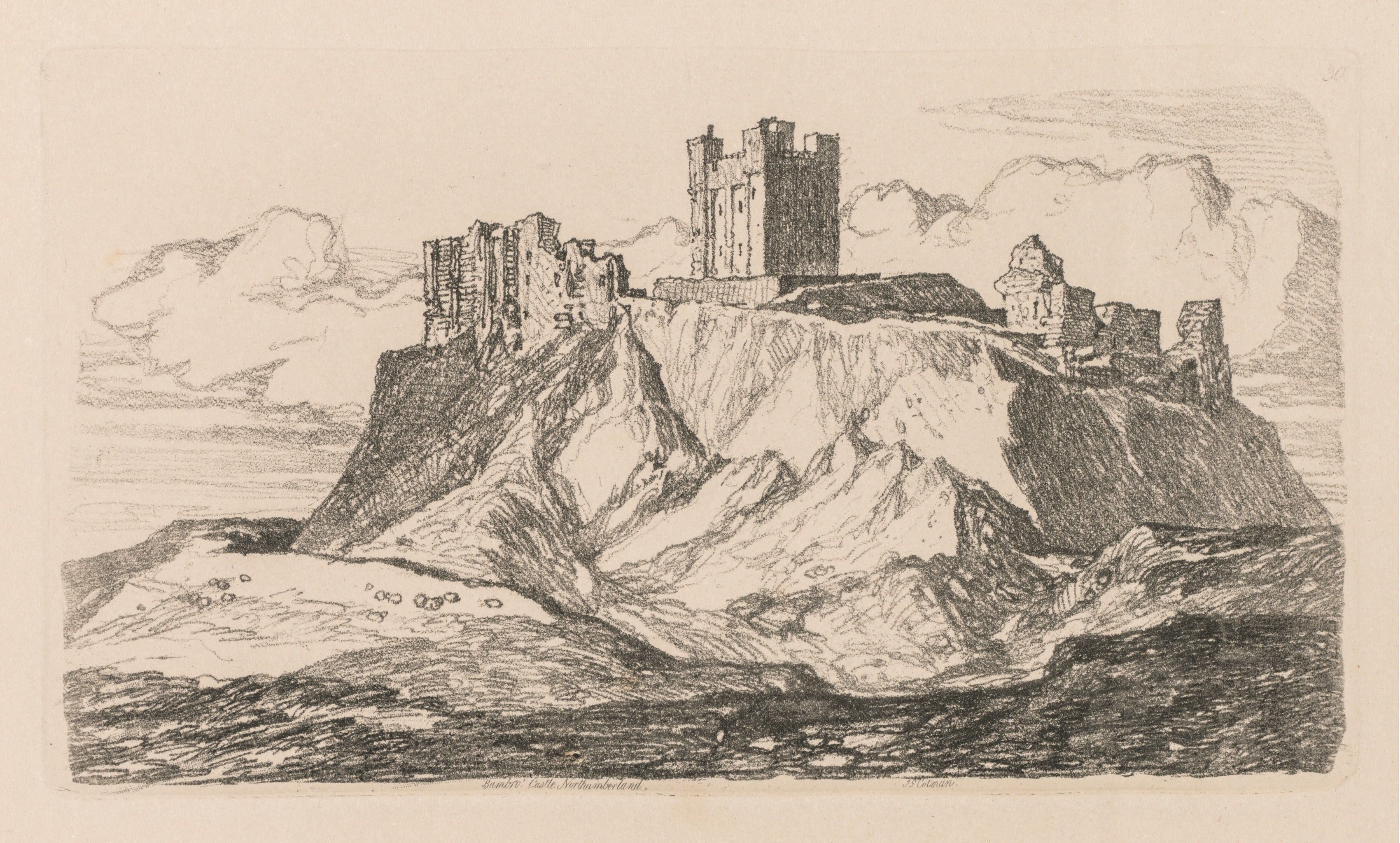 Liber Studiorum: Plate 30, Bambro' Castle, Northumberland