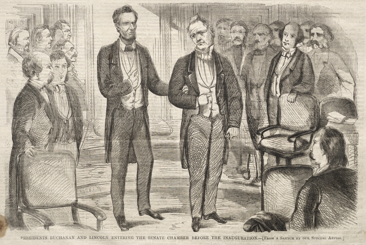 Presidents Buchanan and Lincoln Entering the Senate Chamber before the Inauguration