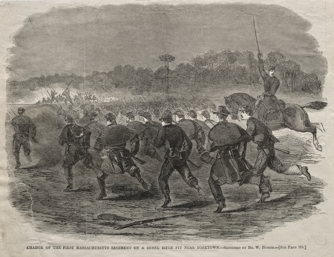 Charge of the First Massachusetts Regiment on a Rebel Rifle Pit near Yorktown