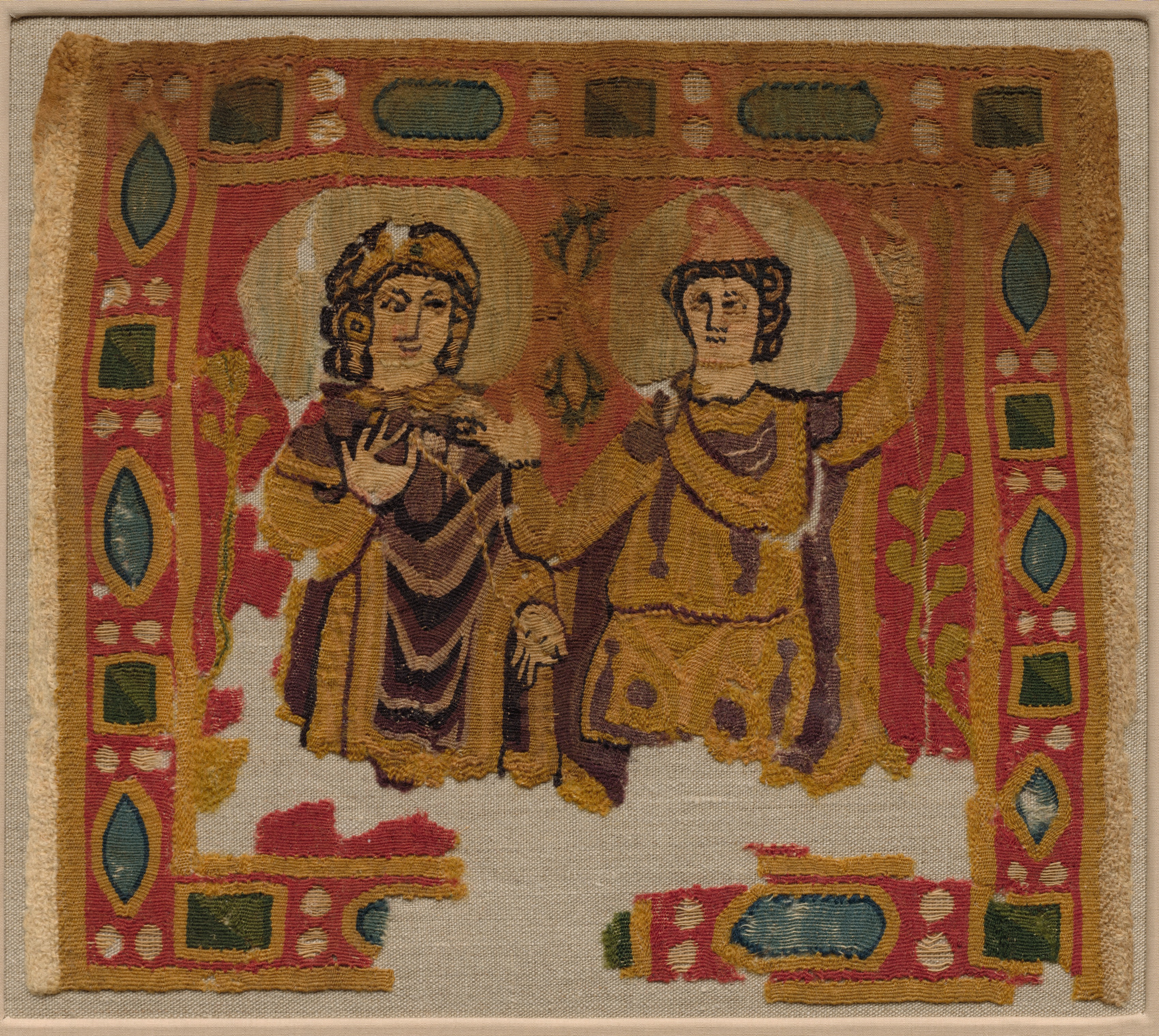 Two Figures Framed by a Jeweled Border