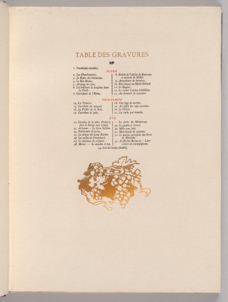 Fontainebleau Forest: Grapes, Cul-de-lampe (Table of Engravings) (La Forêt de Fontainebleau: Tables des Gravures)
