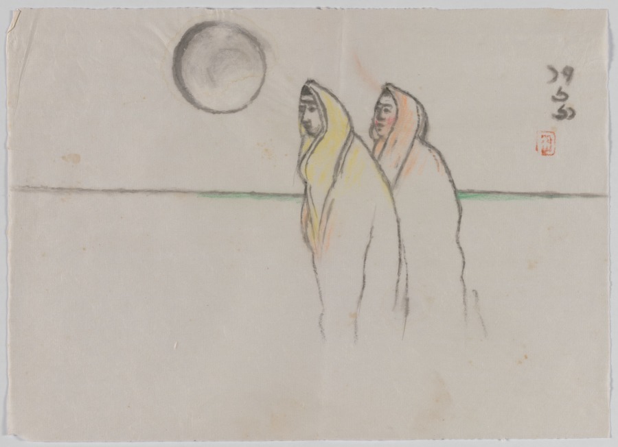 Untitled (Two Women and Sun), Nandalal Bose, 1961