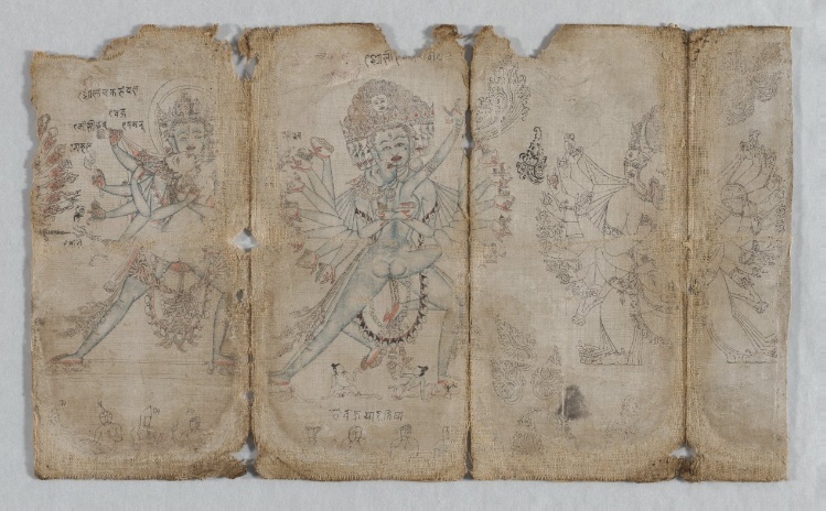 Iconographic Drawings: Chakrashamvara with Vajravarahi, Hevajra with Nairatmya, and Yamantaka (verso)